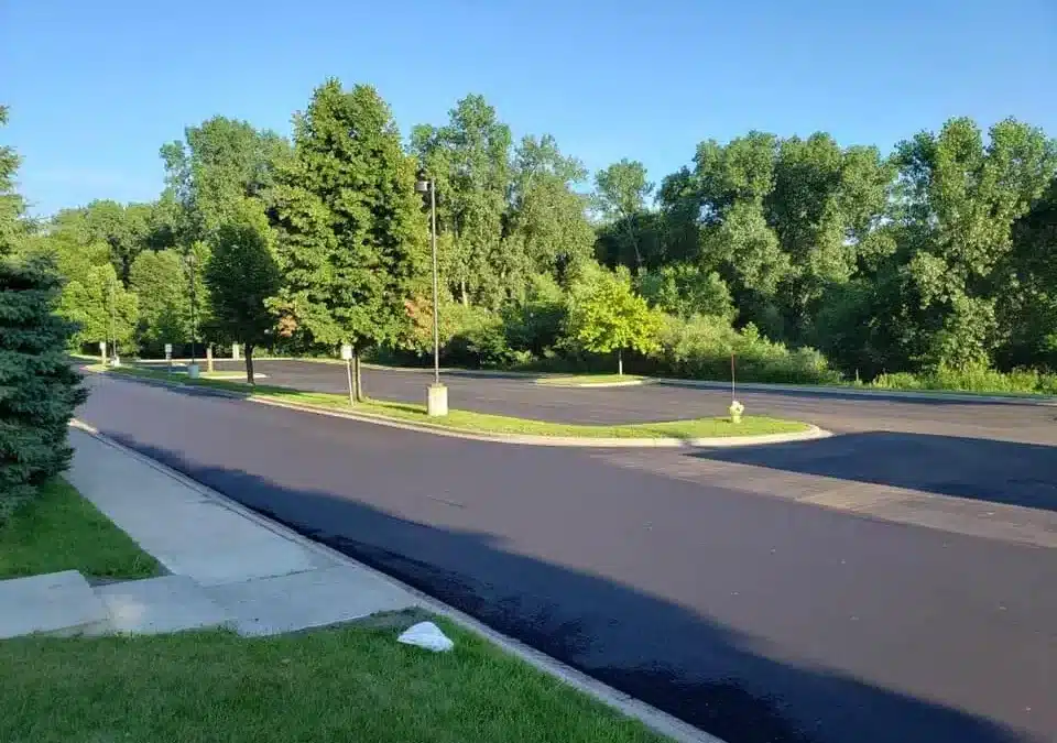 newly paved parking lot in Minneapolis, Minnesota